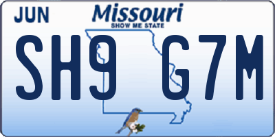 MO license plate SH9G7M