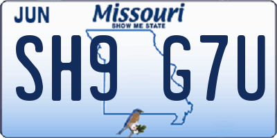 MO license plate SH9G7U