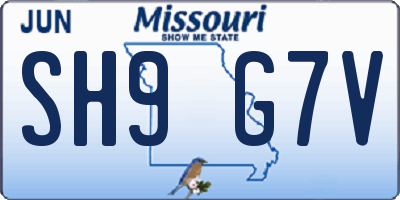 MO license plate SH9G7V