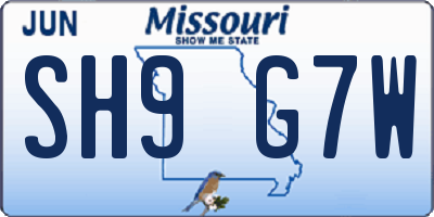 MO license plate SH9G7W
