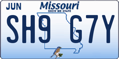 MO license plate SH9G7Y