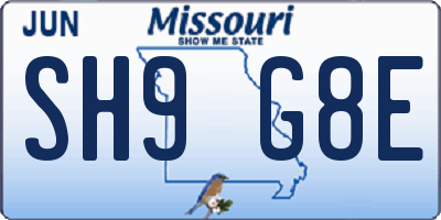 MO license plate SH9G8E
