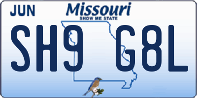 MO license plate SH9G8L