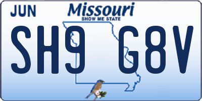 MO license plate SH9G8V