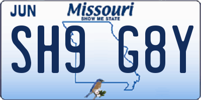 MO license plate SH9G8Y