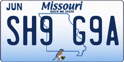 MO license plate SH9G9A