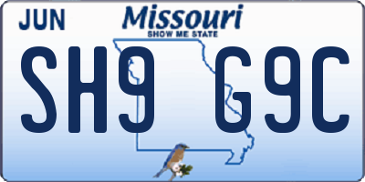 MO license plate SH9G9C