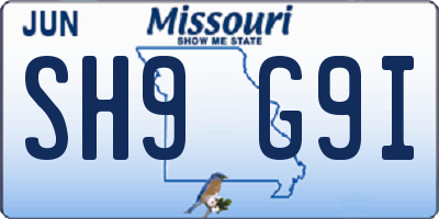 MO license plate SH9G9I