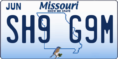 MO license plate SH9G9M