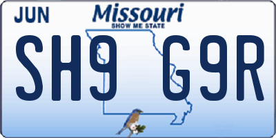 MO license plate SH9G9R