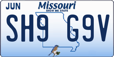 MO license plate SH9G9V