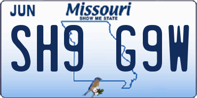 MO license plate SH9G9W