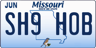 MO license plate SH9H0B