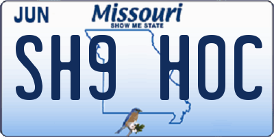 MO license plate SH9H0C