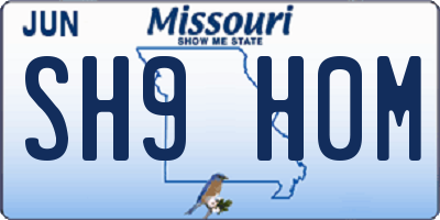 MO license plate SH9H0M