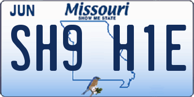 MO license plate SH9H1E