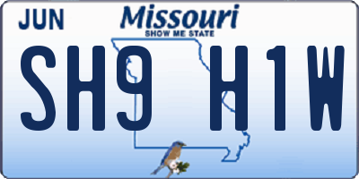 MO license plate SH9H1W