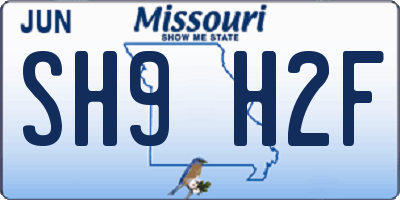 MO license plate SH9H2F