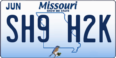 MO license plate SH9H2K
