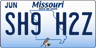 MO license plate SH9H2Z