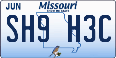 MO license plate SH9H3C
