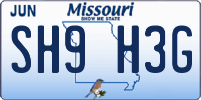 MO license plate SH9H3G