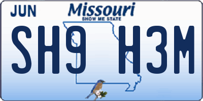 MO license plate SH9H3M