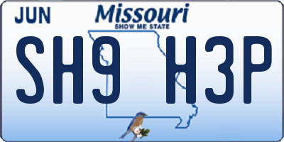 MO license plate SH9H3P