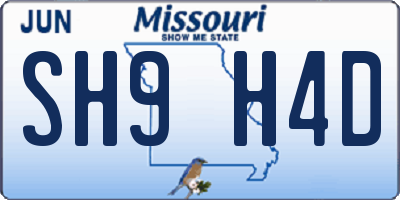 MO license plate SH9H4D