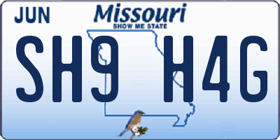 MO license plate SH9H4G