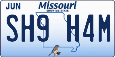 MO license plate SH9H4M