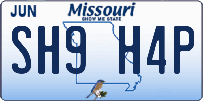 MO license plate SH9H4P