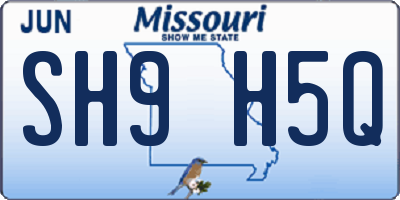 MO license plate SH9H5Q