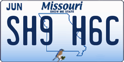 MO license plate SH9H6C