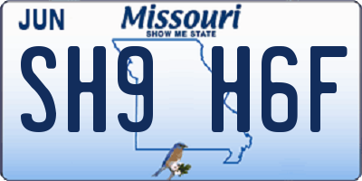 MO license plate SH9H6F