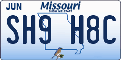 MO license plate SH9H8C