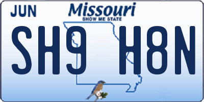 MO license plate SH9H8N