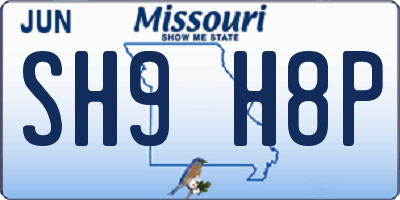 MO license plate SH9H8P