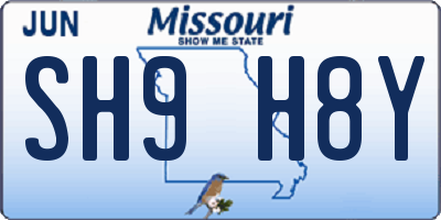 MO license plate SH9H8Y