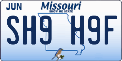 MO license plate SH9H9F