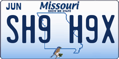 MO license plate SH9H9X