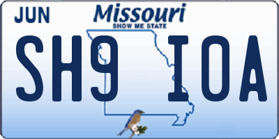 MO license plate SH9I0A