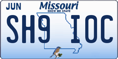 MO license plate SH9I0C
