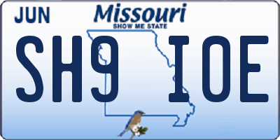 MO license plate SH9I0E