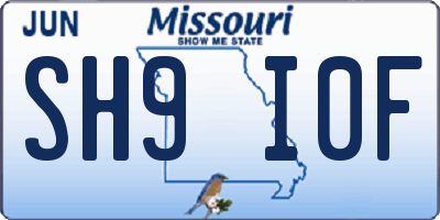 MO license plate SH9I0F