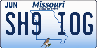 MO license plate SH9I0G