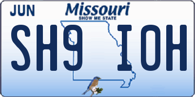 MO license plate SH9I0H