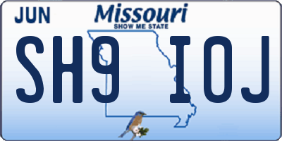 MO license plate SH9I0J