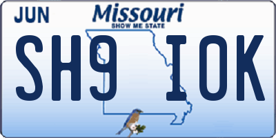 MO license plate SH9I0K