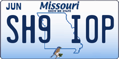 MO license plate SH9I0P